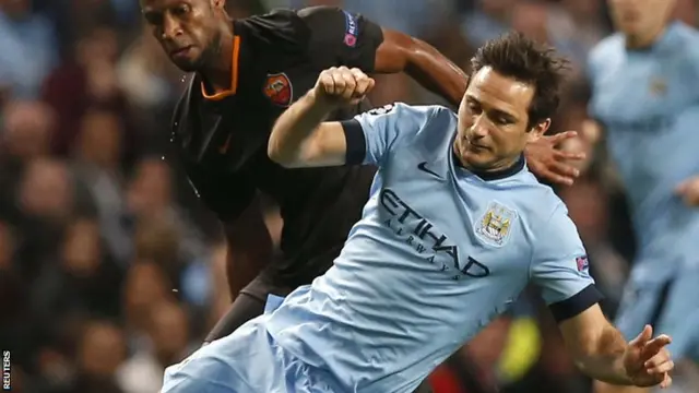 Manchester City midfielder Frank Lampard against Roma