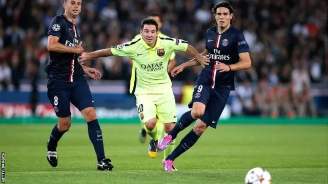 Barcelona's Lionel Messi in action against PSG