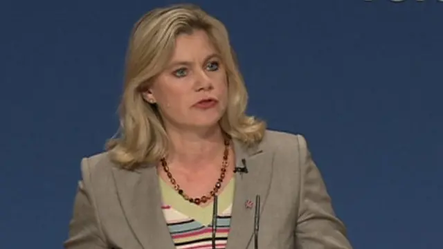 Justine Greening addressing the Conservative conference