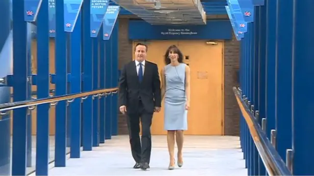 David Cameron arriving with his wife Samantha