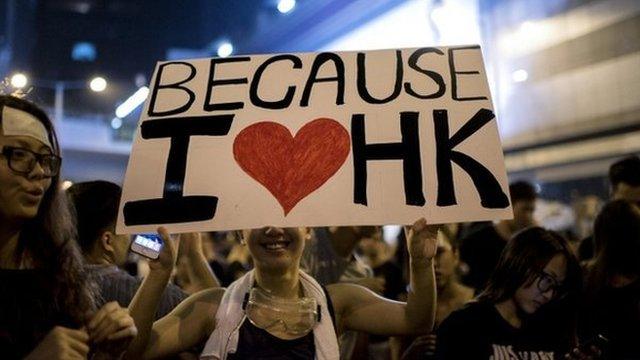 Protest in Hong Kong on 1 October , 2014.