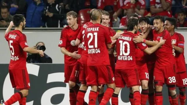 Bayer Leverkusen celebrate