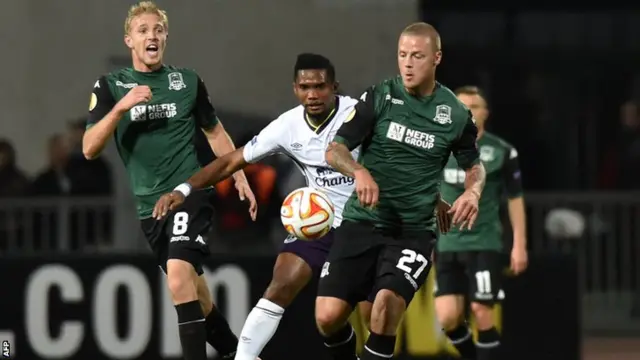 Samuel Eto'o chases the ball