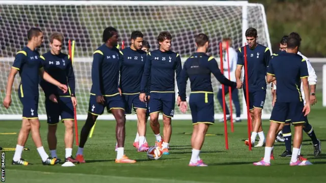 Tottenham players in training ahead of their Europa League clash against Besiktas