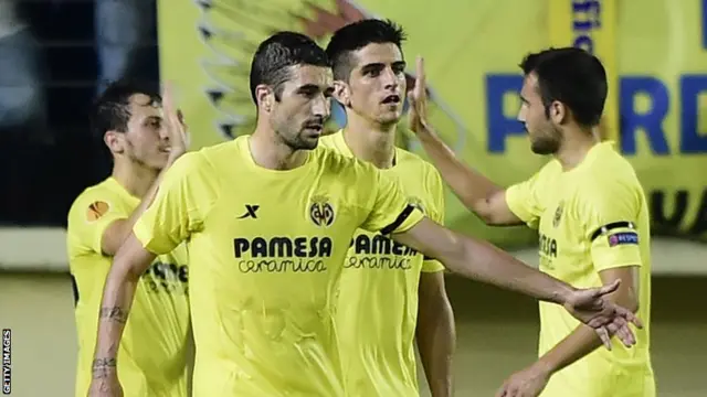 Villarreal players celebrate