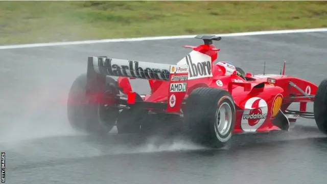 Heavy rain during the Japanese Grand Prix in 2004.