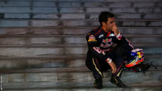 Daniel Ricciardo looking unhappy