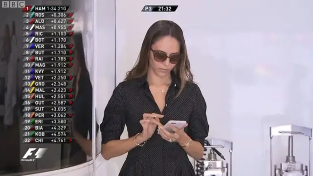 Jessica Michibata in the garage during practice three