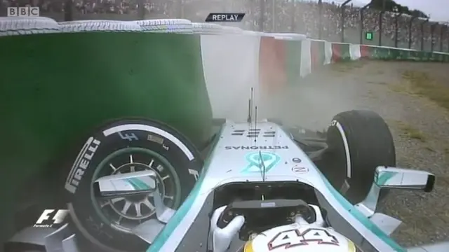 Lewis Hamilton hits wall