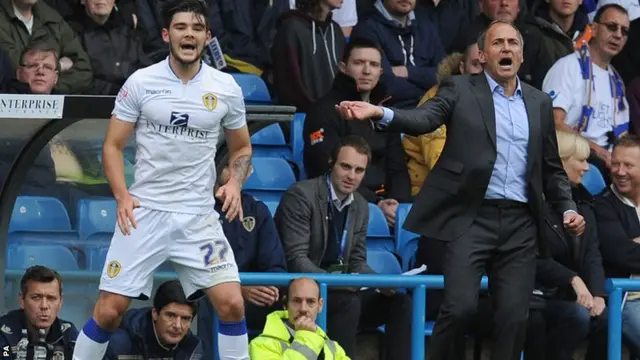 Leeds manager Darko Milanic directs from the dugout