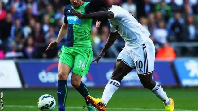 Wilfried Bony scores for Swansea