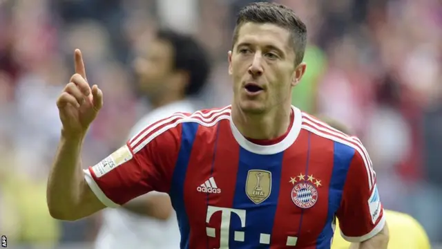 Robert Lewandowski celebrates for Bayern Munich