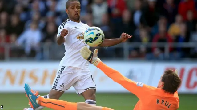 Wayne Routledge scores for Swansea against Newcastle