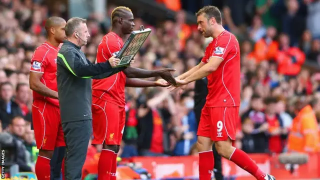 Mario Balotelli replaces Rickie Lambert