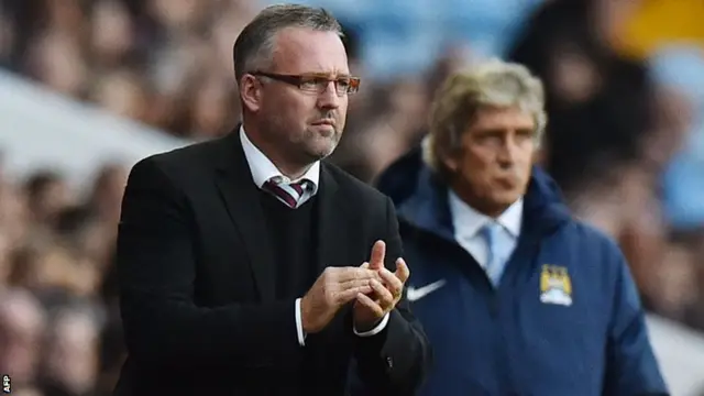 Aston Villa manager Paul Lambert and Manchester City boss Manuel Pellegrini