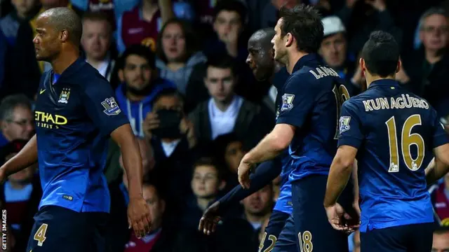 Manchester City celebrate Yaya Toure's goal