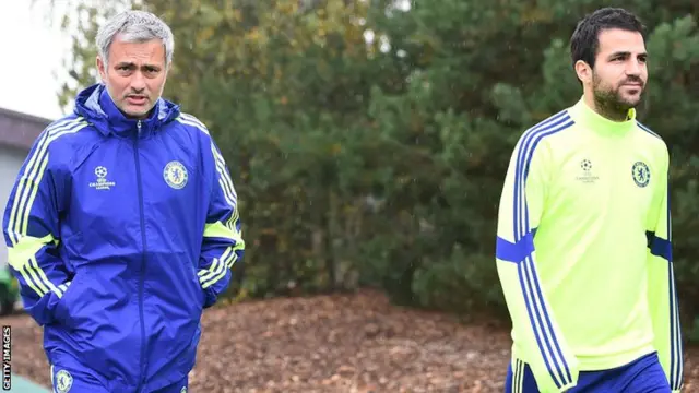 Chelsea manager Jose Mourinho (left) and midfielder Cesc Fabregas