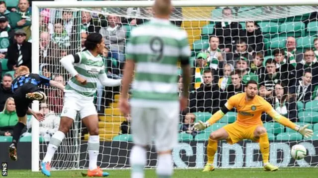 Ali Crawford opens the scoring for Hamilton at Celtic Park