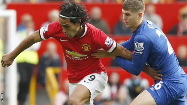 Manchester United striker Radamel Falcao and Everton defender John Stones