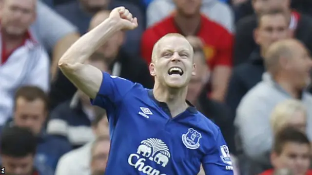 Everton's Steven Naismith celebrates