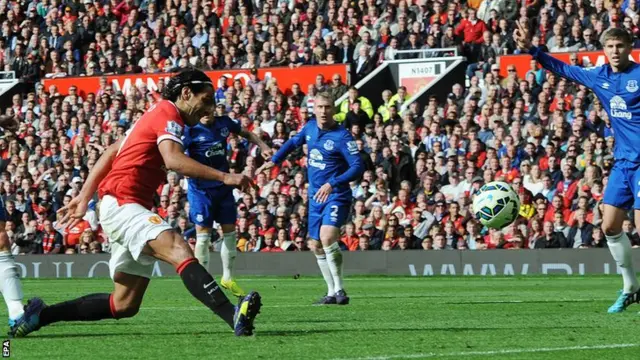 Radamel Falcao scores for Manchester United