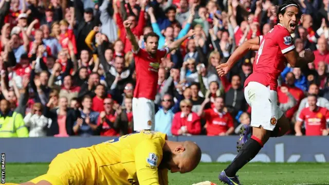 Manchester United striker Radamel Falcao celebrates