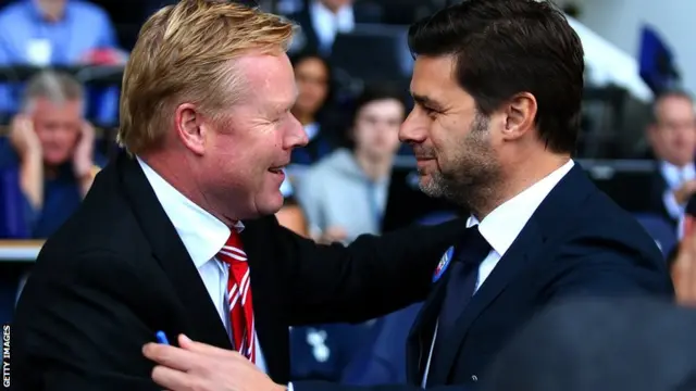 Southampton manager Ronald Koeman and Spurs' Mauricio Pochettino