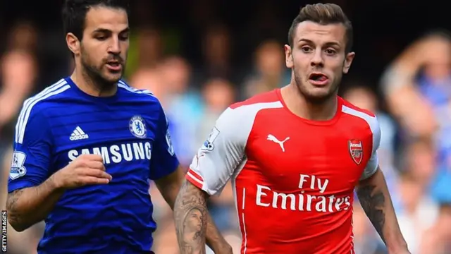 Arsenal's Jack Wilshere and Chelsea midfielder Cesc Fabregas