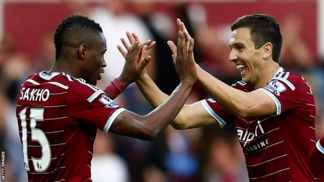 Diafra Sakho celebrates West Ham's second