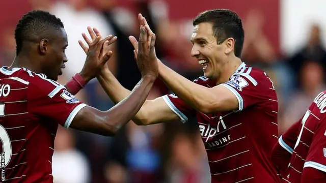 West Ham midfielder Stewart Downing celebrates