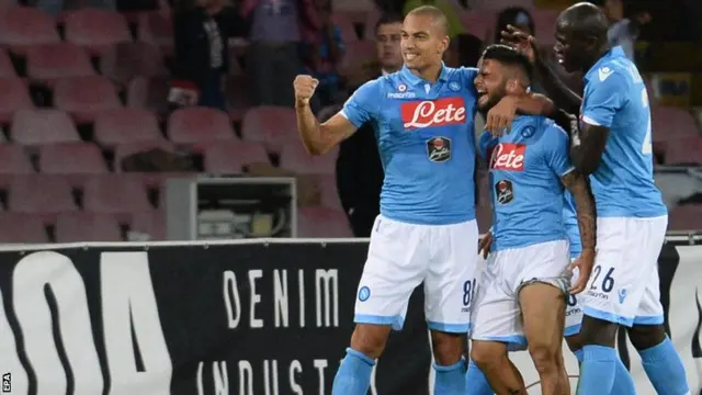 Napoli celebrate Lorenzo Insigne's goal