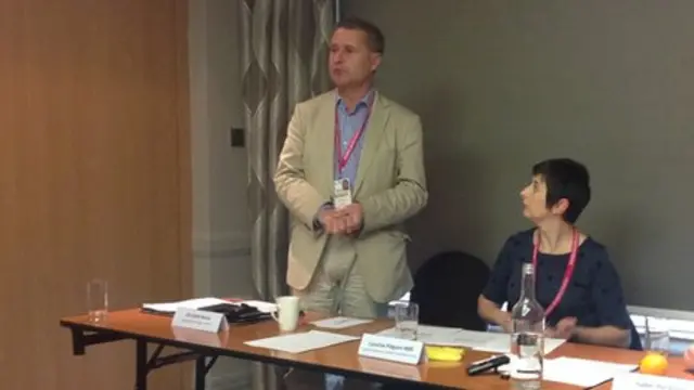 Keith House speaking at a fringe meeting at the Lib Dem conference