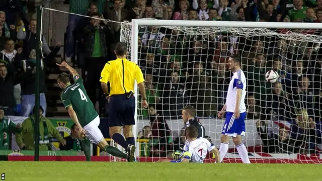 Gareth McAuley scores for Northern Ireland