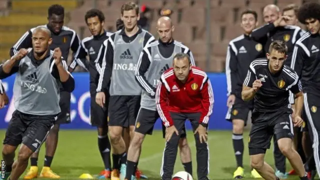 Belgium players in training