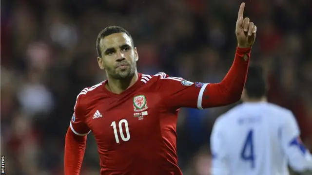 Hal Robson-Kanu celebrates his goal against Cyprus