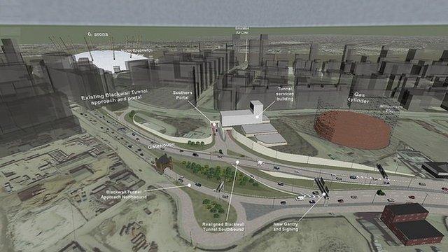 Proposed junction layout on the south side of Silvertown tunnel