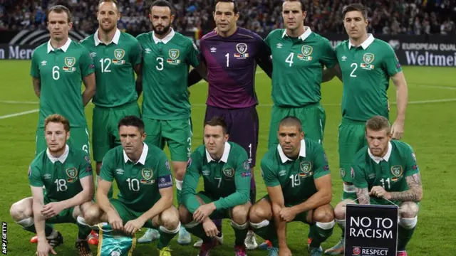 Republic of Ireland line-up ahead of their game against Germany