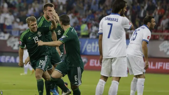 Jamie Ward celebrates Northern Ireland's opening goal