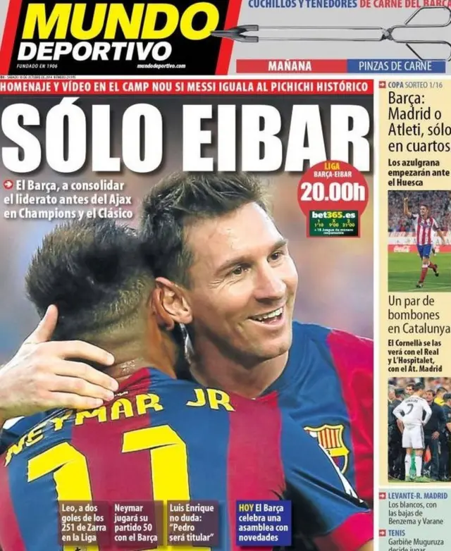 Mundo Deportivo back page with Lionel Messi