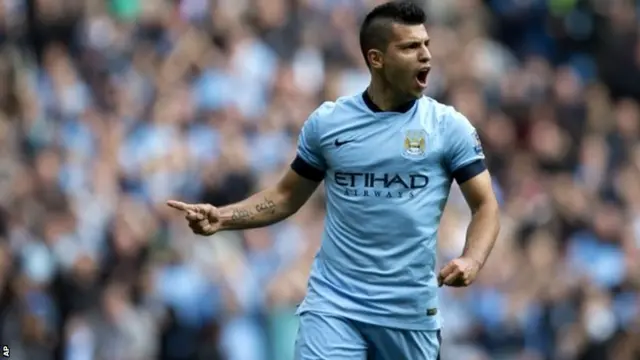 Sergio Aguero celebrates