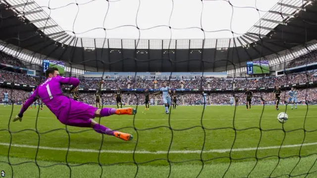 Sergio Aguero scores a penalty