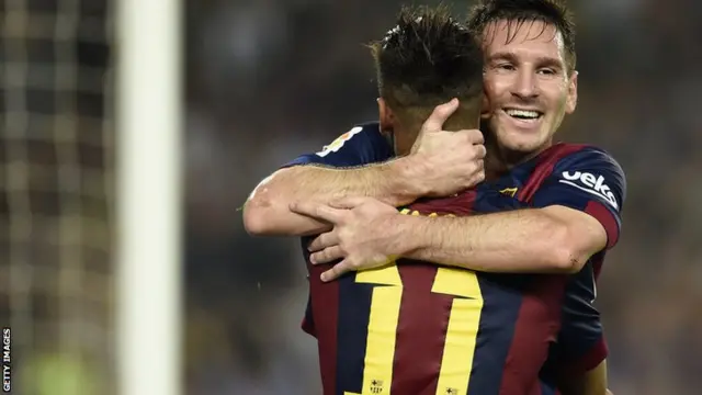 Messi and Neymar celebrate