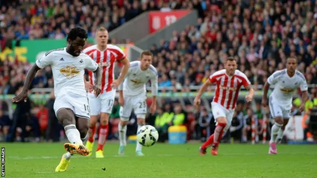 Wilfried Bony scores a penalty