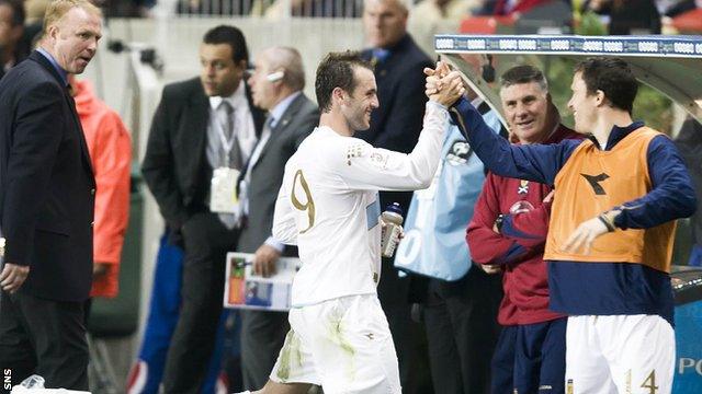 James McFadden celebrates his match-winning goal against France in 2007