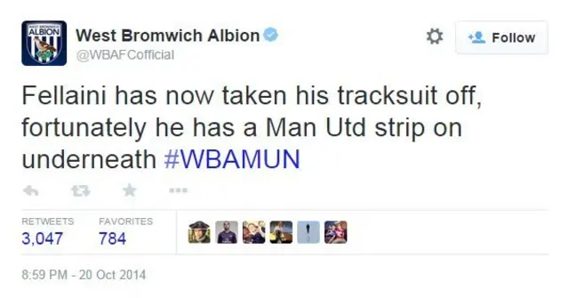 West Brom tweet