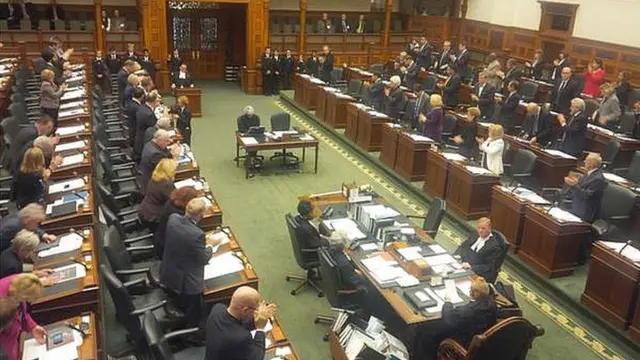 Image of standing ovation in parliament