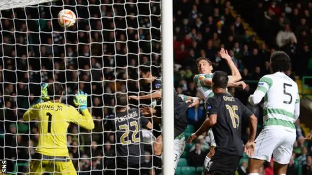 Stefan Scepovic heads Celtic into the lead