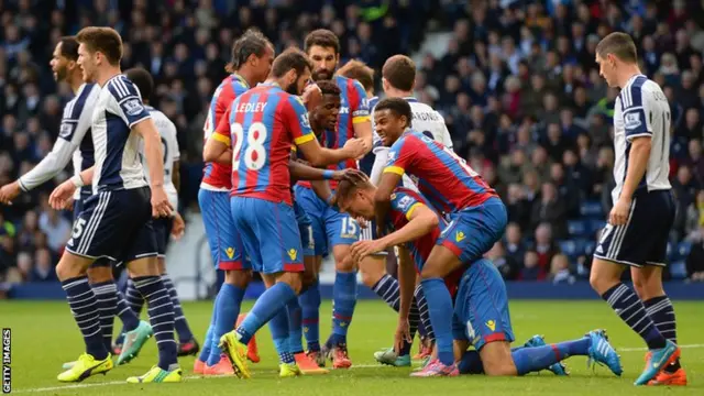 Brede Hangeland celebrates his goal for Crystal Palace