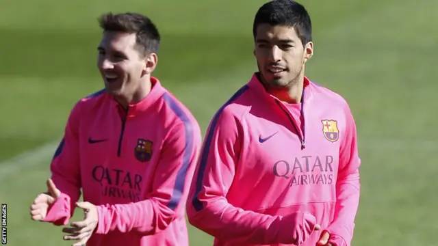 Lionel Messi and Luis Suarez