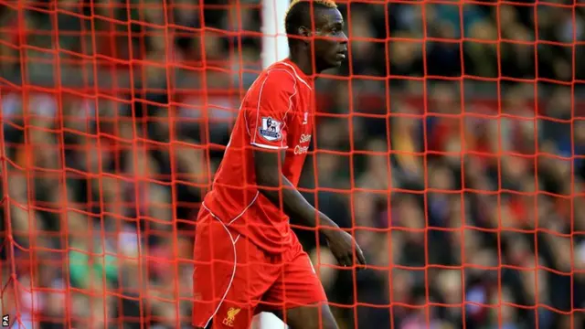 Liverpool striker Mario Balotelli after missing another chance